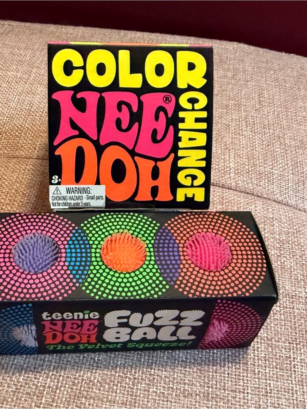 Authentic NeeDoh Color Change & Fuzz Ball - Multi Pink/Orange/Purple